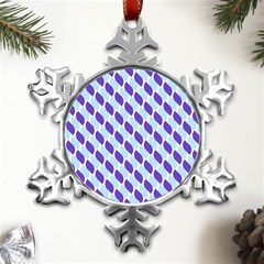 White Blue Pattern Metal Small Snowflake Ornament by ytdream