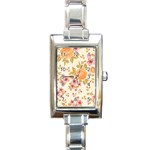 Peony Flower Floral Flora Pattern Rectangle Italian Charm Watch Front