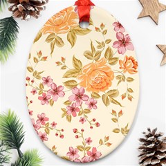 Peony Flower Floral Flora Pattern Ornament (oval)