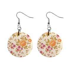 Peony Flower Floral Flora Pattern Mini Button Earrings by Bedest