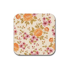 Peony Flower Floral Flora Pattern Rubber Coaster (square) by Bedest