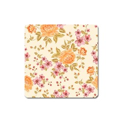 Peony Flower Floral Flora Pattern Square Magnet by Bedest