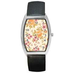 Peony Flower Floral Flora Pattern Barrel Style Metal Watch by Bedest