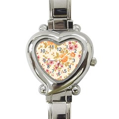 Peony Flower Floral Flora Pattern Heart Italian Charm Watch by Bedest