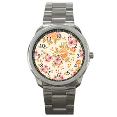 Peony Flower Floral Flora Pattern Sport Metal Watch by Bedest