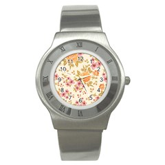 Peony Flower Floral Flora Pattern Stainless Steel Watch by Bedest