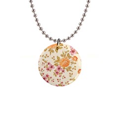 Peony Flower Floral Flora Pattern 1  Button Necklace by Bedest