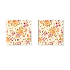 Peony Flower Floral Flora Pattern Cufflinks (square) by Bedest