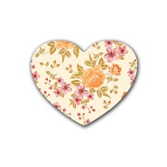 Peony Flower Floral Flora Pattern Rubber Coaster (heart) by Bedest