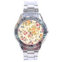 Peony Flower Floral Flora Pattern Stainless Steel Analogue Watch by Bedest