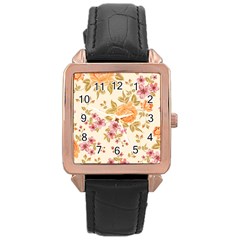 Peony Flower Floral Flora Pattern Rose Gold Leather Watch  by Bedest