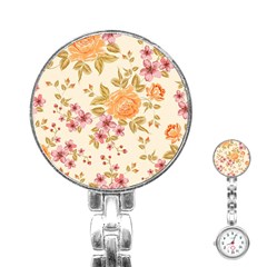 Peony Flower Floral Flora Pattern Stainless Steel Nurses Watch by Bedest