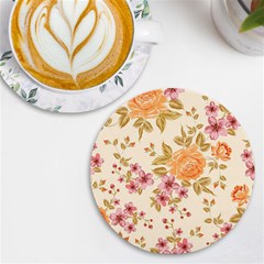 Peony Flower Floral Flora Pattern Uv Print Round Tile Coaster by Bedest