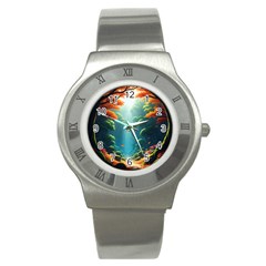 Autumn Trees Nature Stainless Steel Watch by Bedest