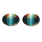 Autumn Trees Nature Cufflinks (Oval) Front(Pair)