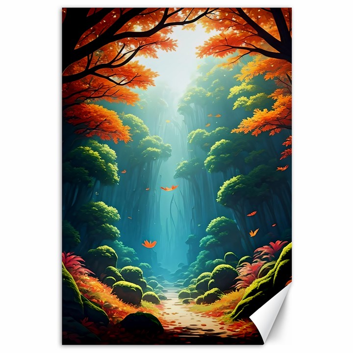 Autumn Trees Nature Canvas 12  x 18 