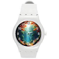 Autumn Trees Nature Round Plastic Sport Watch (m) by Bedest