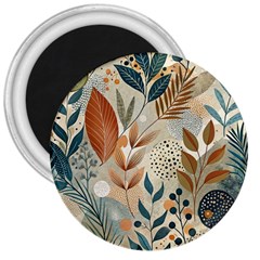 Leaves Pattern Flower Floral Flora 3  Magnets