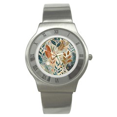 Leaves Pattern Flower Floral Flora Stainless Steel Watch by Bedest