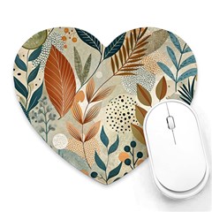 Leaves Pattern Flower Floral Flora Heart Mousepad by Bedest