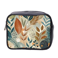 Leaves Pattern Flower Floral Flora Mini Toiletries Bag (two Sides) by Bedest