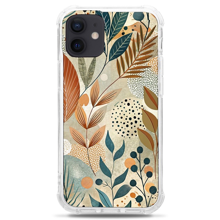 Leaves Pattern Flower Floral Flora iPhone 12 mini TPU UV Print Case	