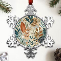 Leaves Pattern Flower Floral Flora Metal Small Snowflake Ornament by Bedest