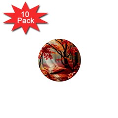 Forest Path Red Nature 1  Mini Magnet (10 Pack)  by Bedest