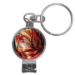 Forest Path Red Nature Nail Clippers Key Chain by Bedest