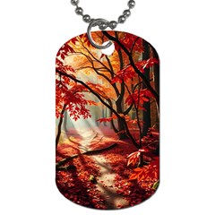 Forest Path Red Nature Dog Tag (one Side)