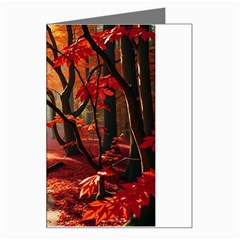 Forest Path Red Nature Greeting Card