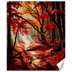 Forest Path Red Nature Canvas 8  X 10 