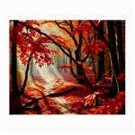 Forest Path Red Nature Small Glasses Cloth (2 Sides) Front