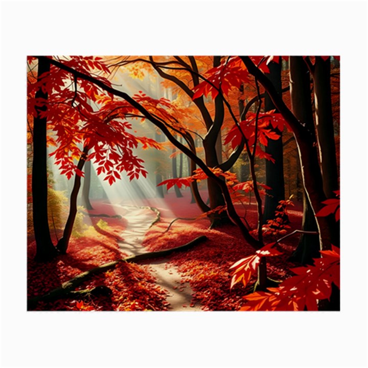 Forest Path Red Nature Small Glasses Cloth (2 Sides)