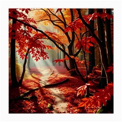 Forest Path Red Nature Medium Glasses Cloth