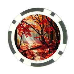 Forest Path Red Nature Poker Chip Card Guard