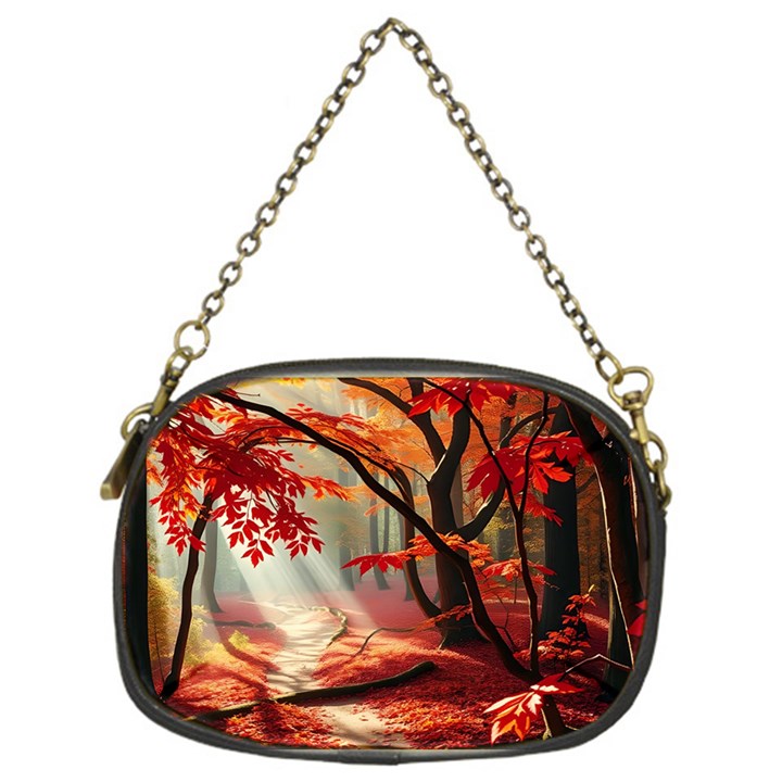 Forest Path Red Nature Chain Purse (One Side)