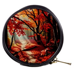 Forest Path Red Nature Mini Makeup Bag