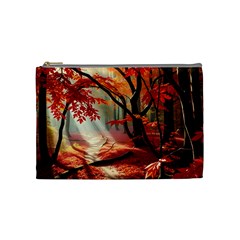 Forest Path Red Nature Cosmetic Bag (medium)