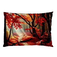 Forest Path Red Nature Pillow Case (two Sides)