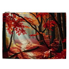 Forest Path Red Nature Cosmetic Bag (xxl)