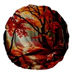 Forest Path Red Nature Large 18  Premium Round Cushions Front