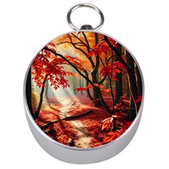 Forest Path Red Nature Silver Compasses