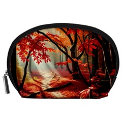 Forest Path Red Nature Accessory Pouch (large)