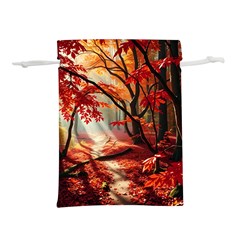 Forest Path Red Nature Lightweight Drawstring Pouch (s)