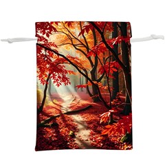 Forest Path Red Nature Lightweight Drawstring Pouch (xl) by Bedest