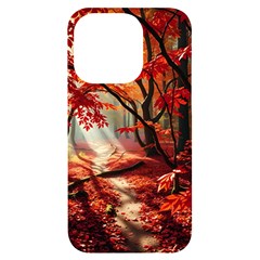 Forest Path Red Nature Iphone 14 Pro Black Uv Print Case