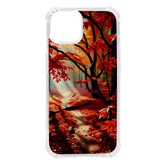 Forest Path Red Nature Iphone 14 Tpu Uv Print Case by Bedest