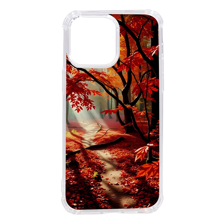 Forest Path Red Nature iPhone 14 Pro Max TPU UV Print Case