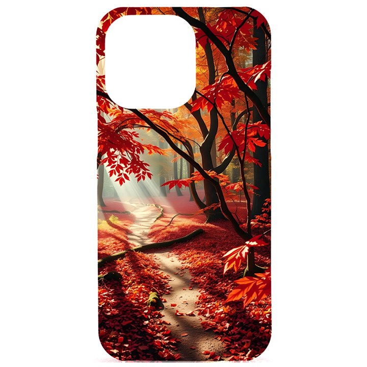 Forest Path Red Nature iPhone 15 Pro Max Black UV Print PC Hardshell Case